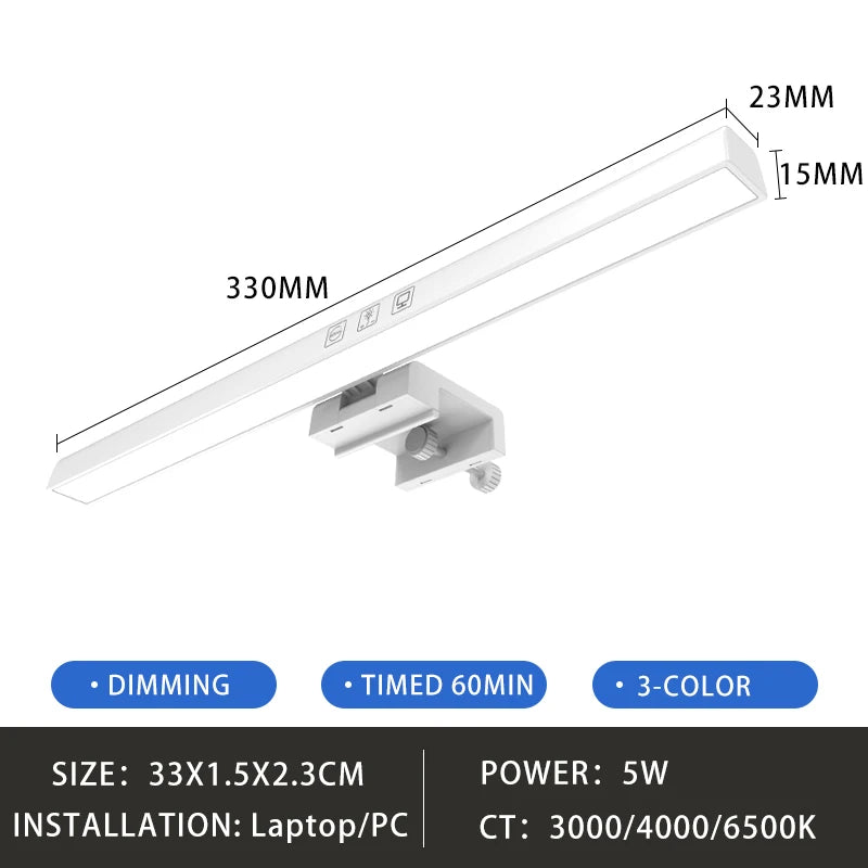 Lampe LED écran PC – Lumière douce anti-fatigue pour bureau USB