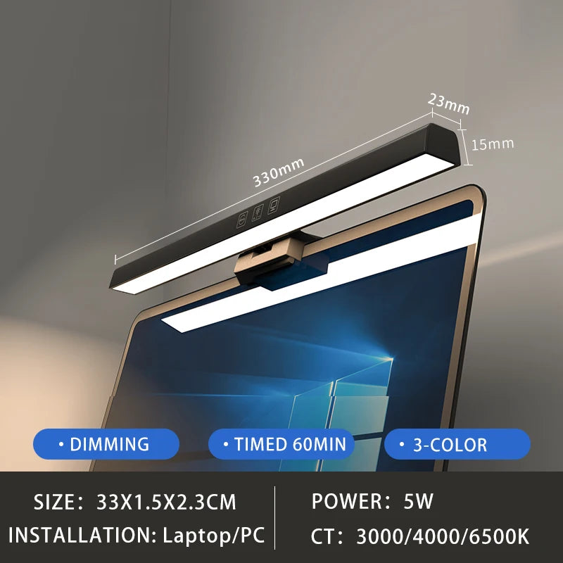 Lampe LED écran PC – Lumière douce anti-fatigue pour bureau USB