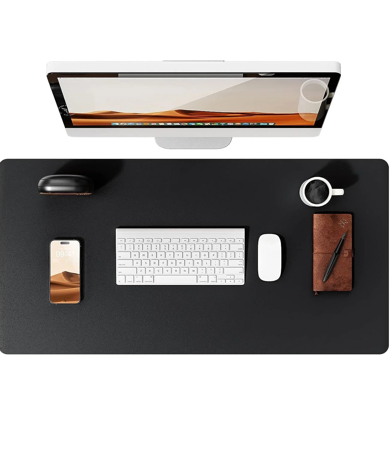 Tapis de bureau en cuir – Protection élégante pour clavier, souris & accessoires