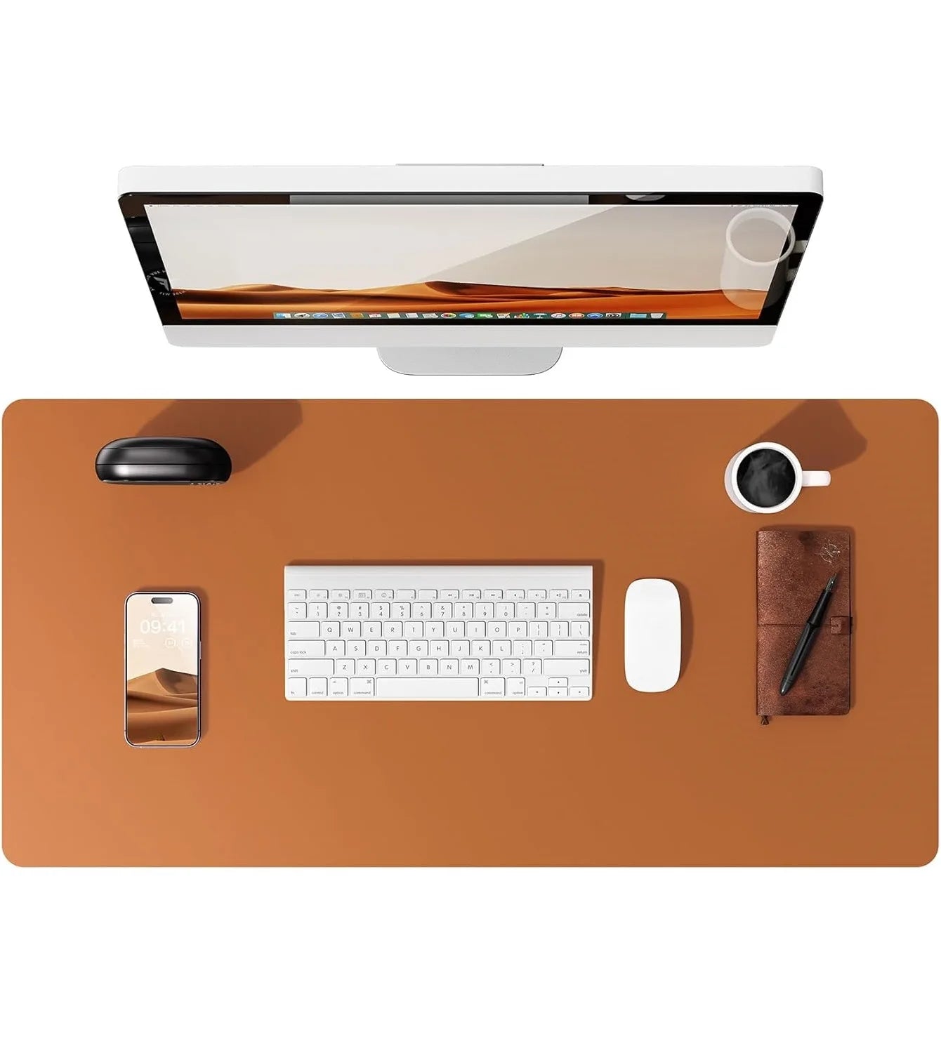 Tapis de bureau en cuir – Protection élégante pour clavier, souris & accessoires