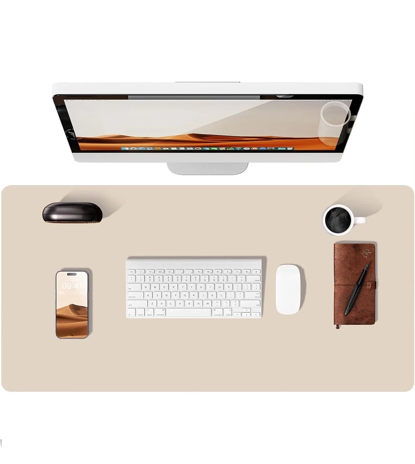 Tapis de bureau en cuir – Protection élégante pour clavier, souris & accessoires