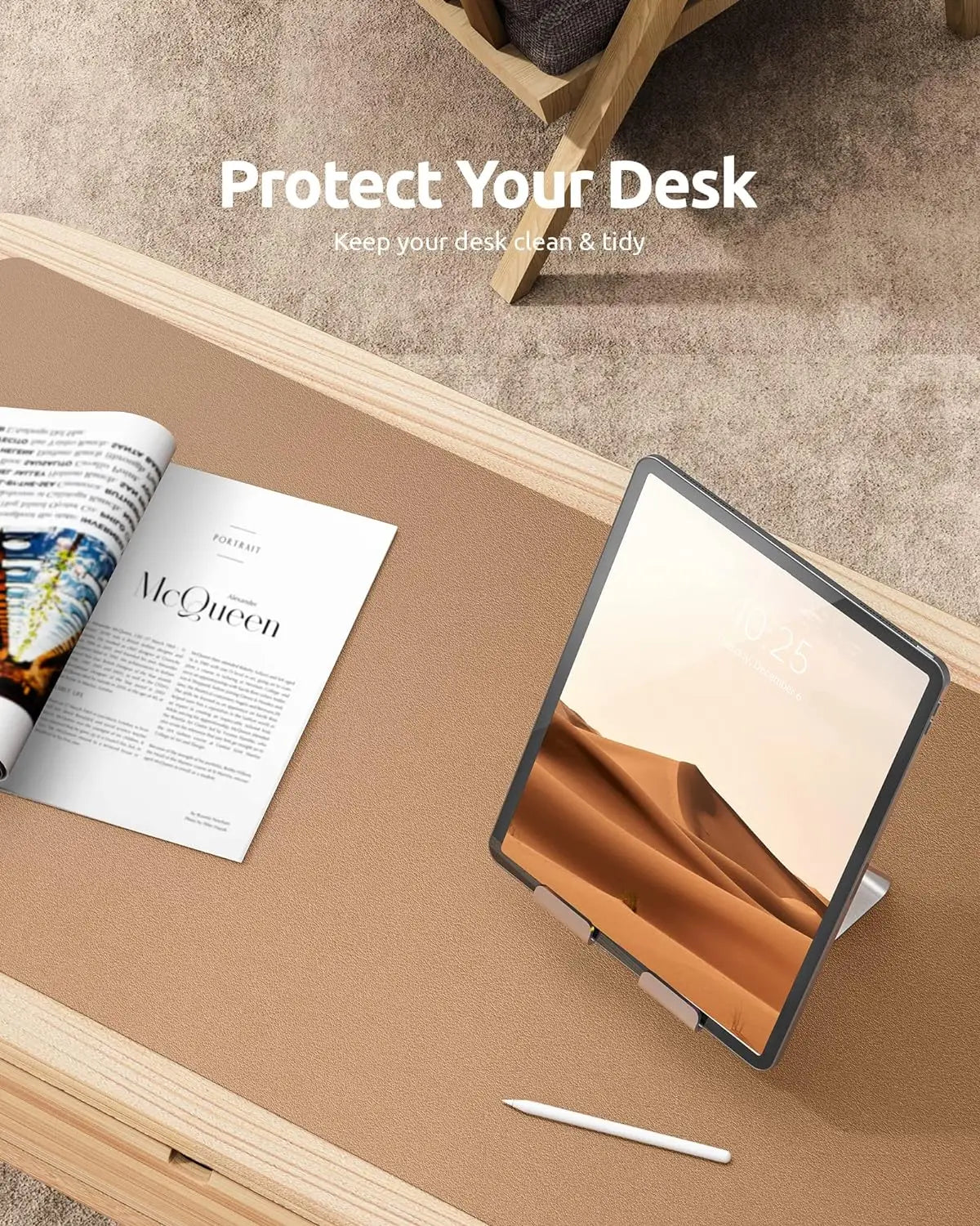 Tapis de bureau en cuir – Protection élégante pour clavier, souris & accessoires