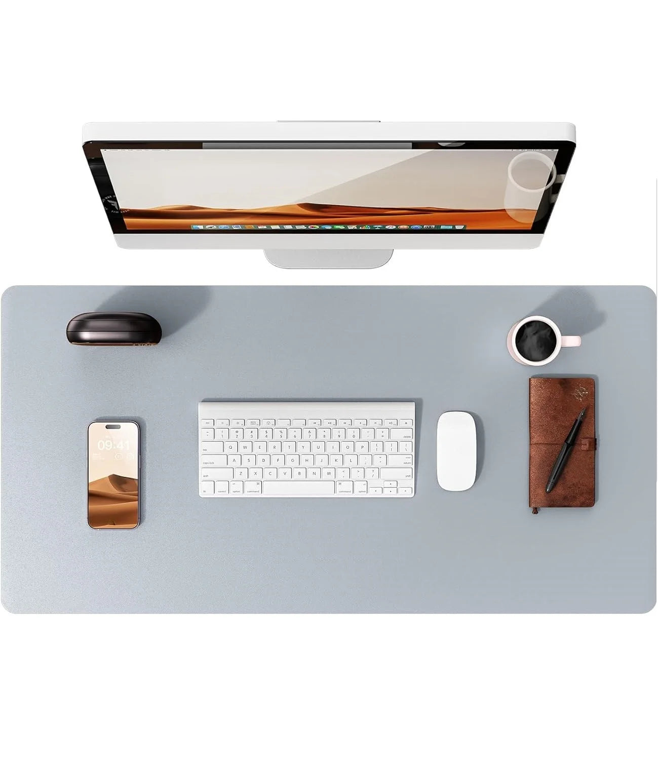 Tapis de bureau en cuir – Protection élégante pour clavier, souris & accessoires