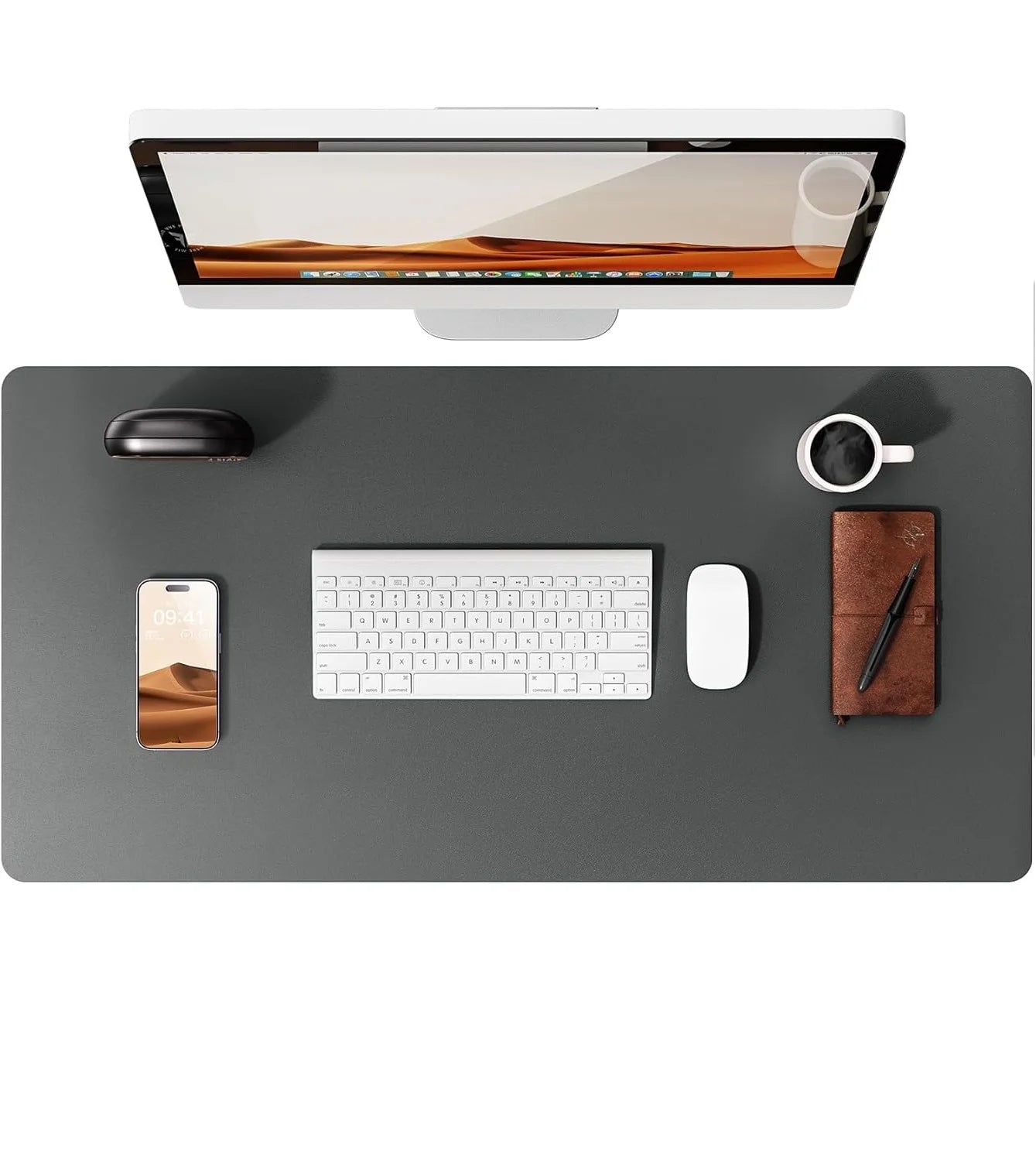 Tapis de bureau en cuir – Protection élégante pour clavier, souris & accessoires