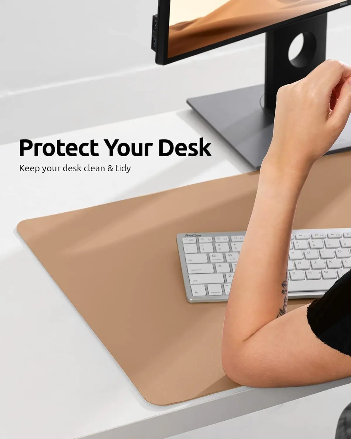 Tapis de bureau en cuir – Protection élégante pour clavier, souris & accessoires