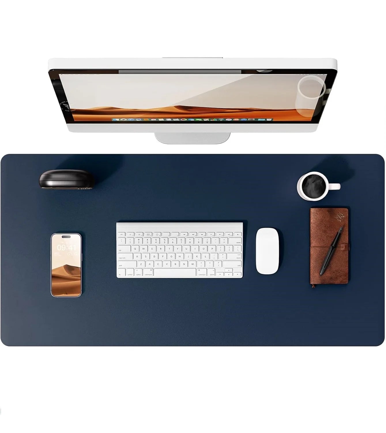 Tapis de bureau en cuir – Protection élégante pour clavier, souris & accessoires