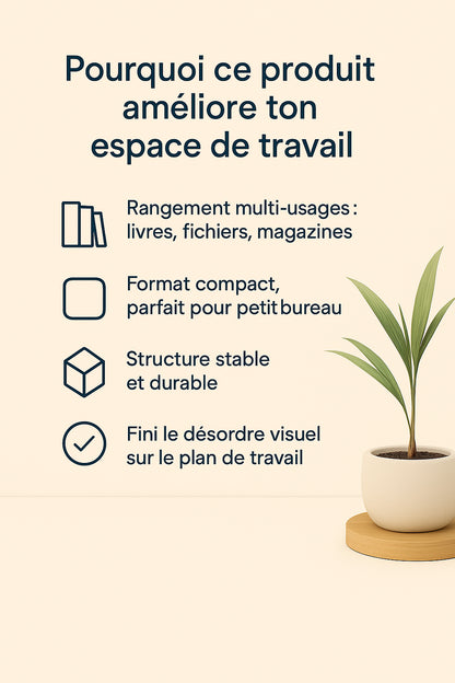 Organisateur de bureau multifonction – Range-livres et dossiers compact